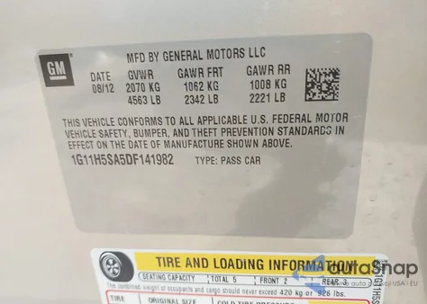 2013 Chevrolet Malibu 1Lz from USA, damaged, VIN 1G11H5SA5DF141982